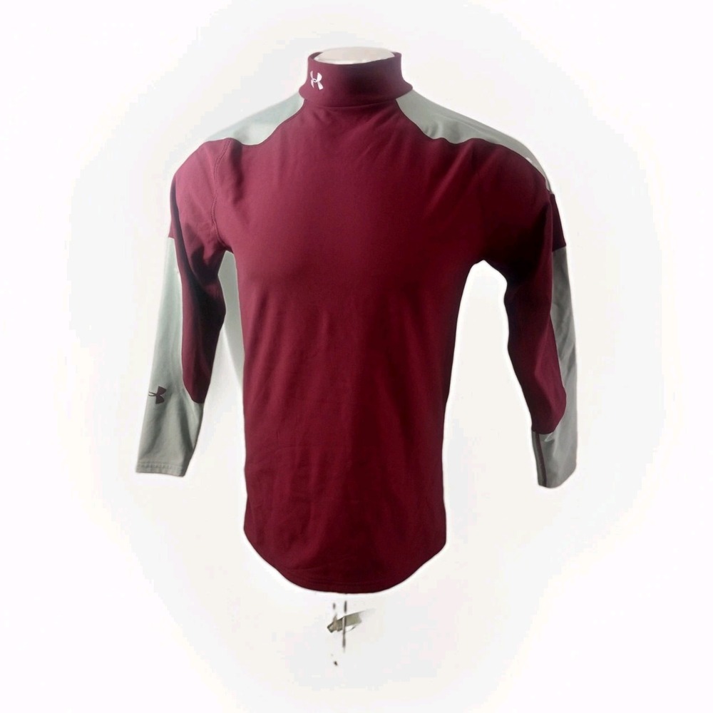 Under Armour Compression Shirt Mens XL Burgundy Stretch Mock Long Sleeve USA